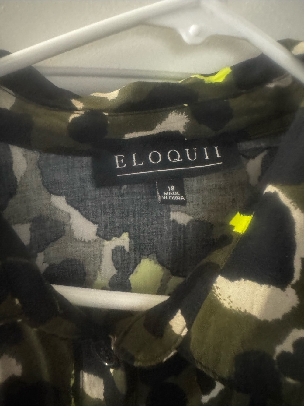 Eloquii Olive & Black Leopard Print Shirt Dress with Neon Yellow Accents - Picture 3 of 8